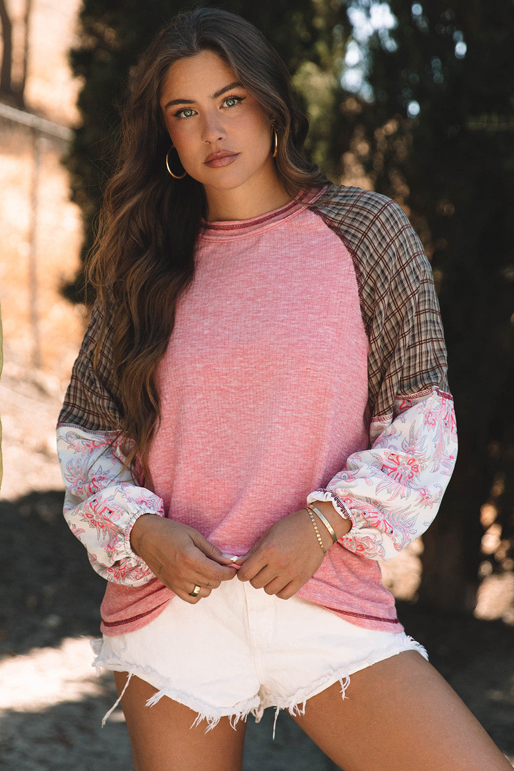 Rosé Patchwork Raglan Blouse