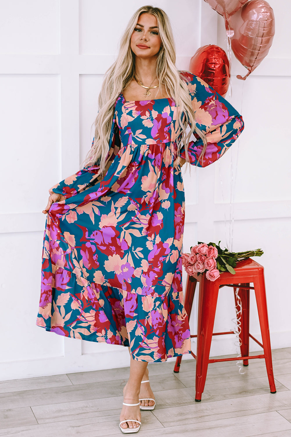 Midnight Bloom Tiered Maxi