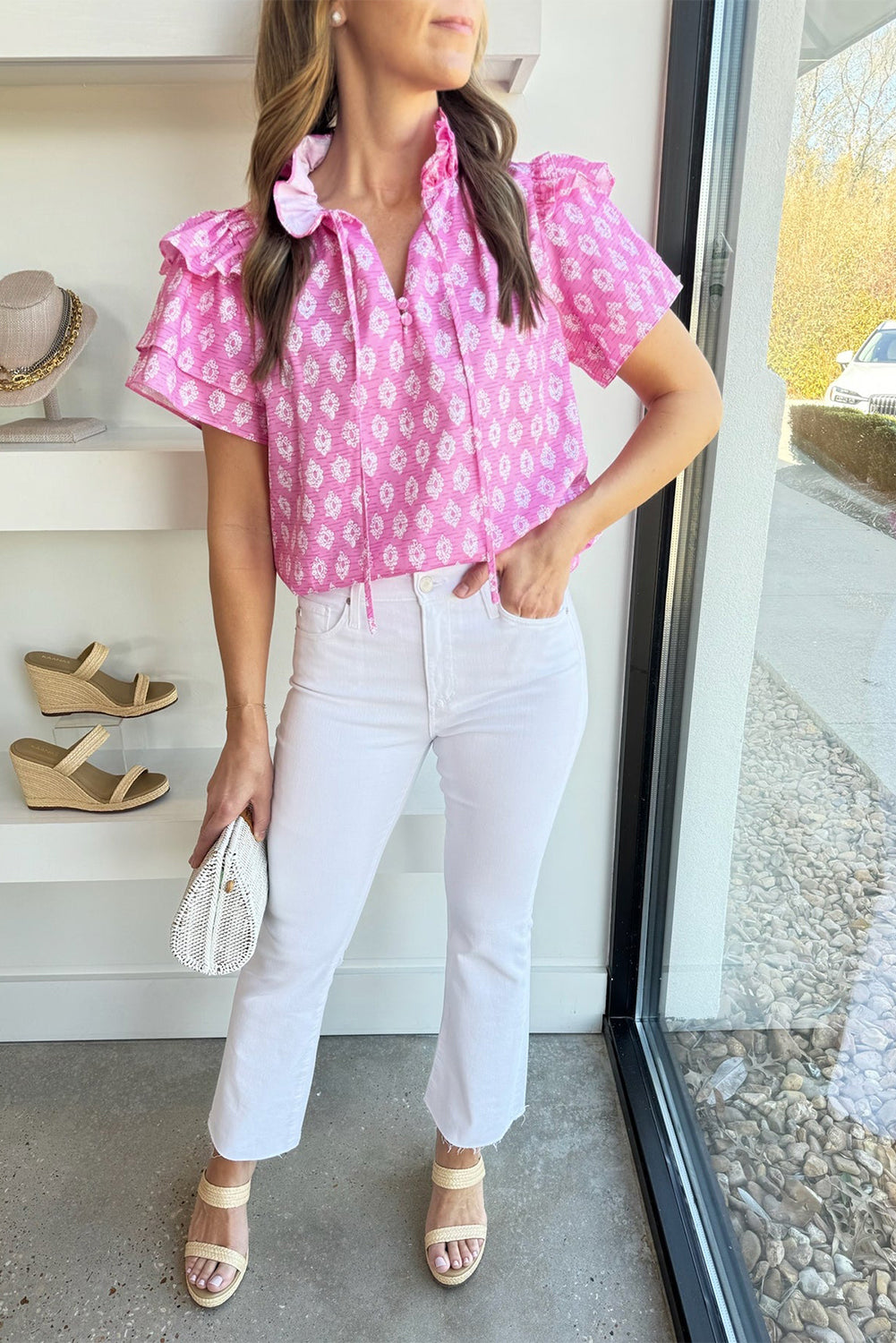 Pink Petal Ruffle Blouse