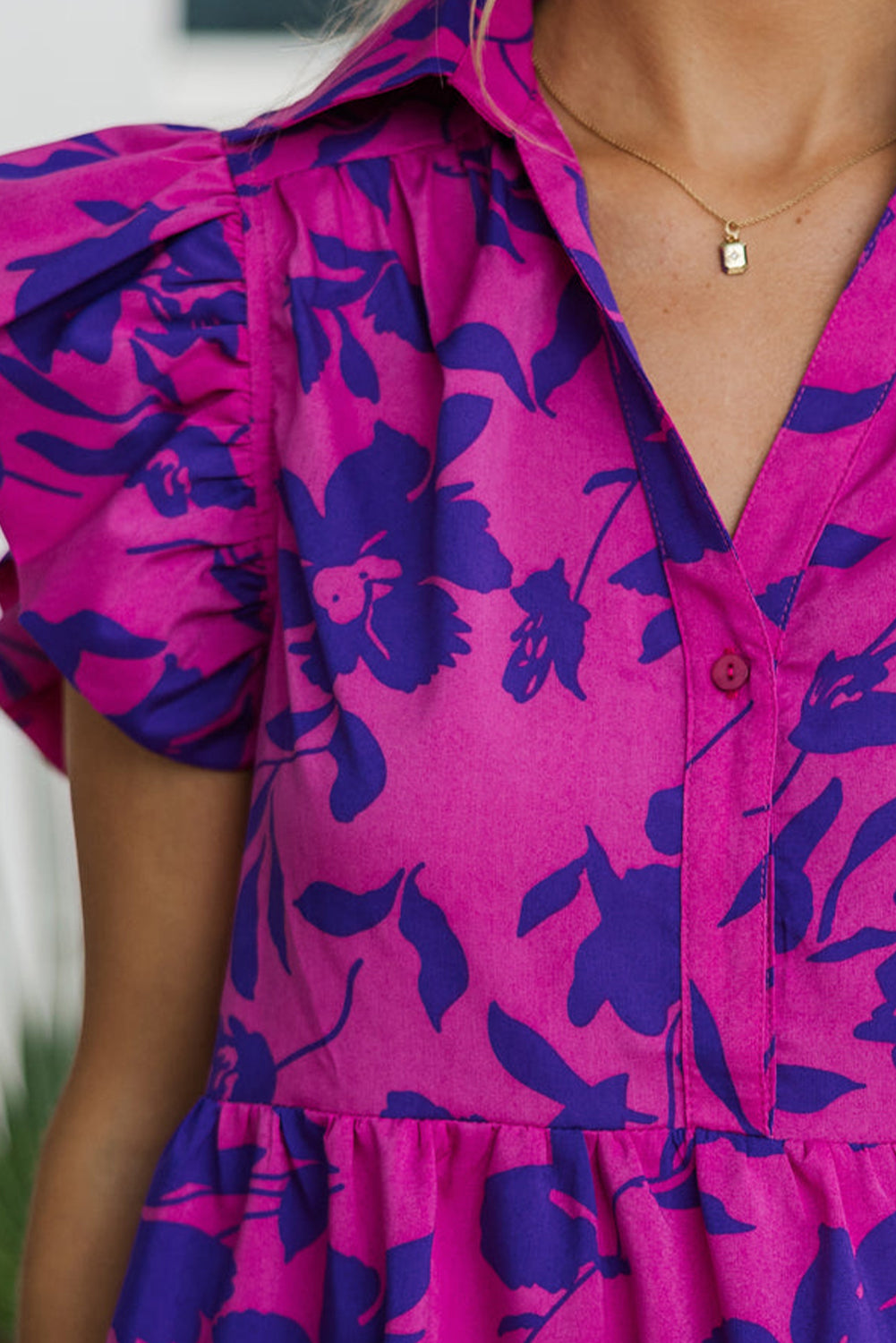 Floral Print Collared Blouse