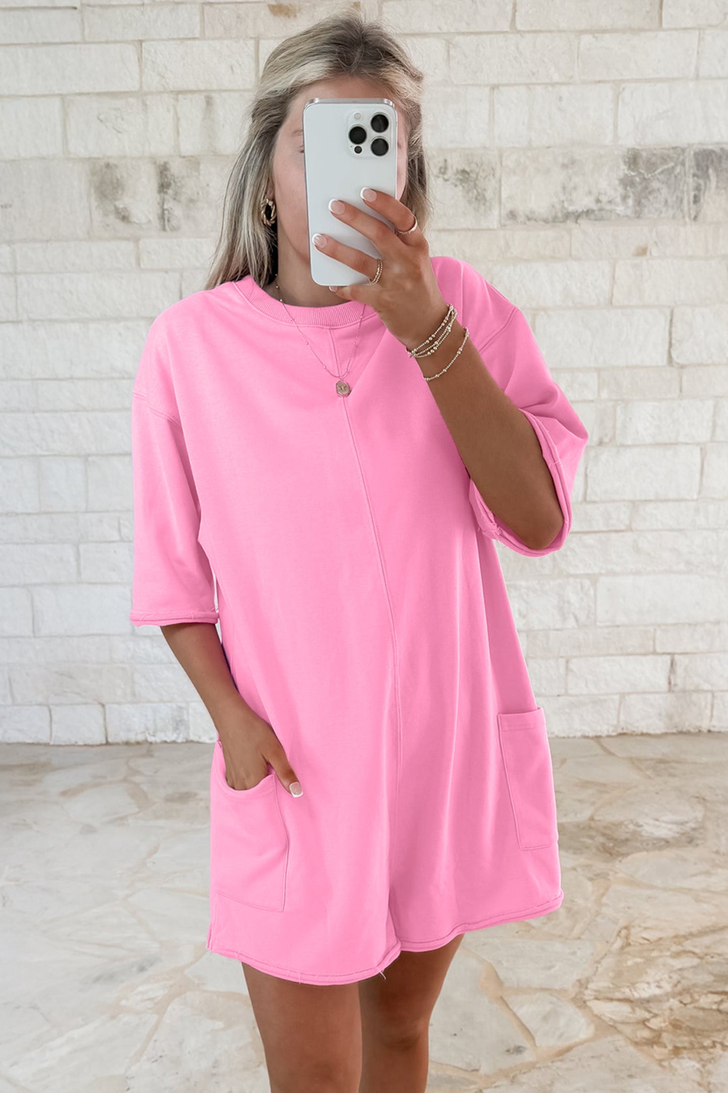 Pink Cloud Pocket T-Shirt 
 Romper