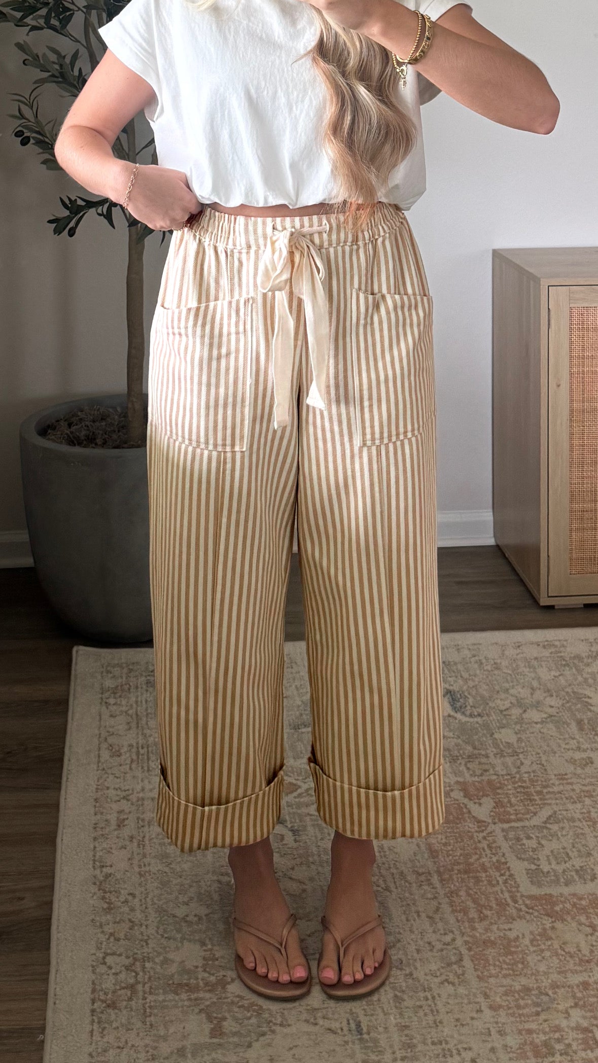 The Café Stripe Wide Leg Pants