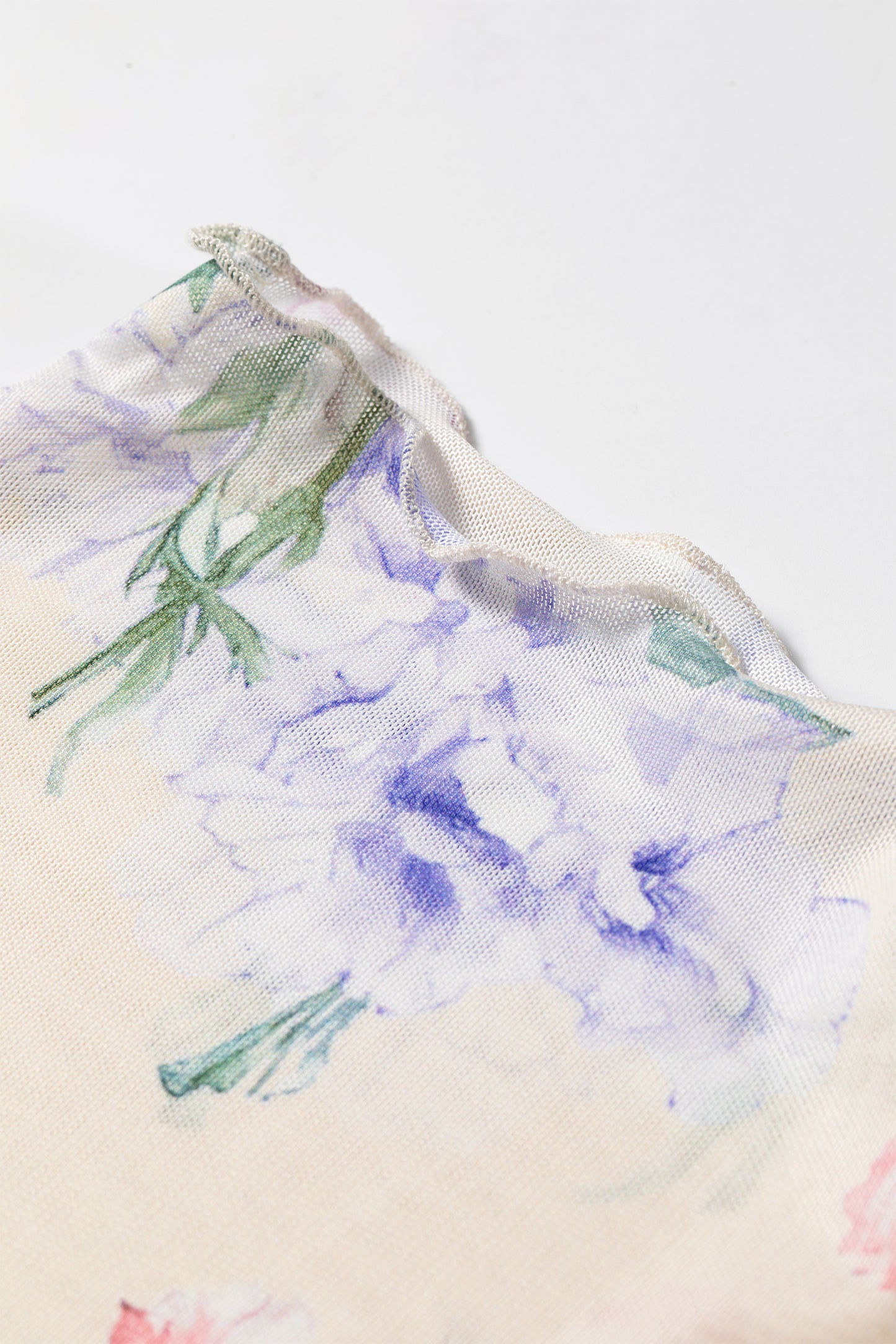Apricot Floral Print Mock Neck Thumbhole Long Sleeve Top