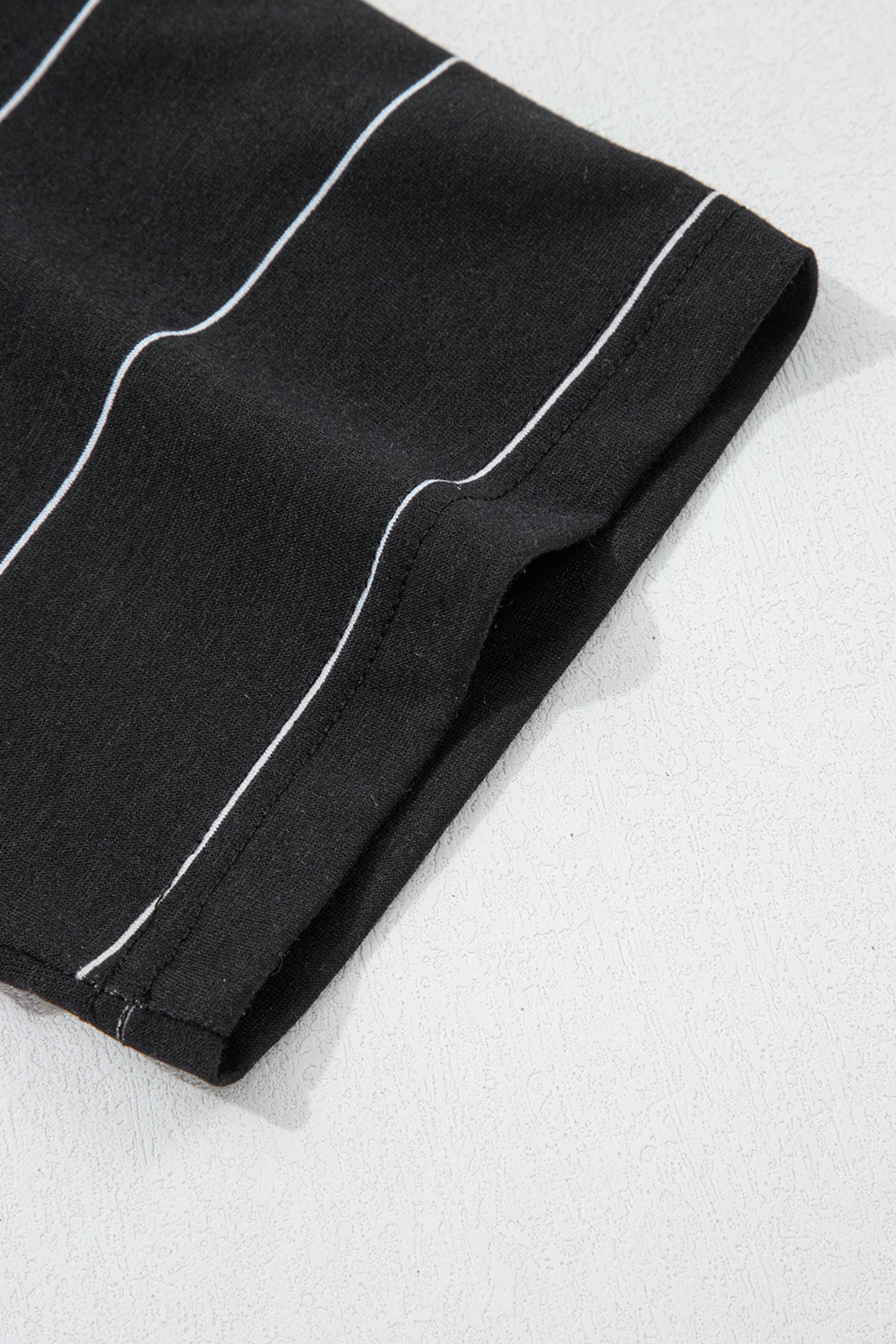 Black Stripe Half Sleeve Tee Drawstring Shorts 2pcs Set