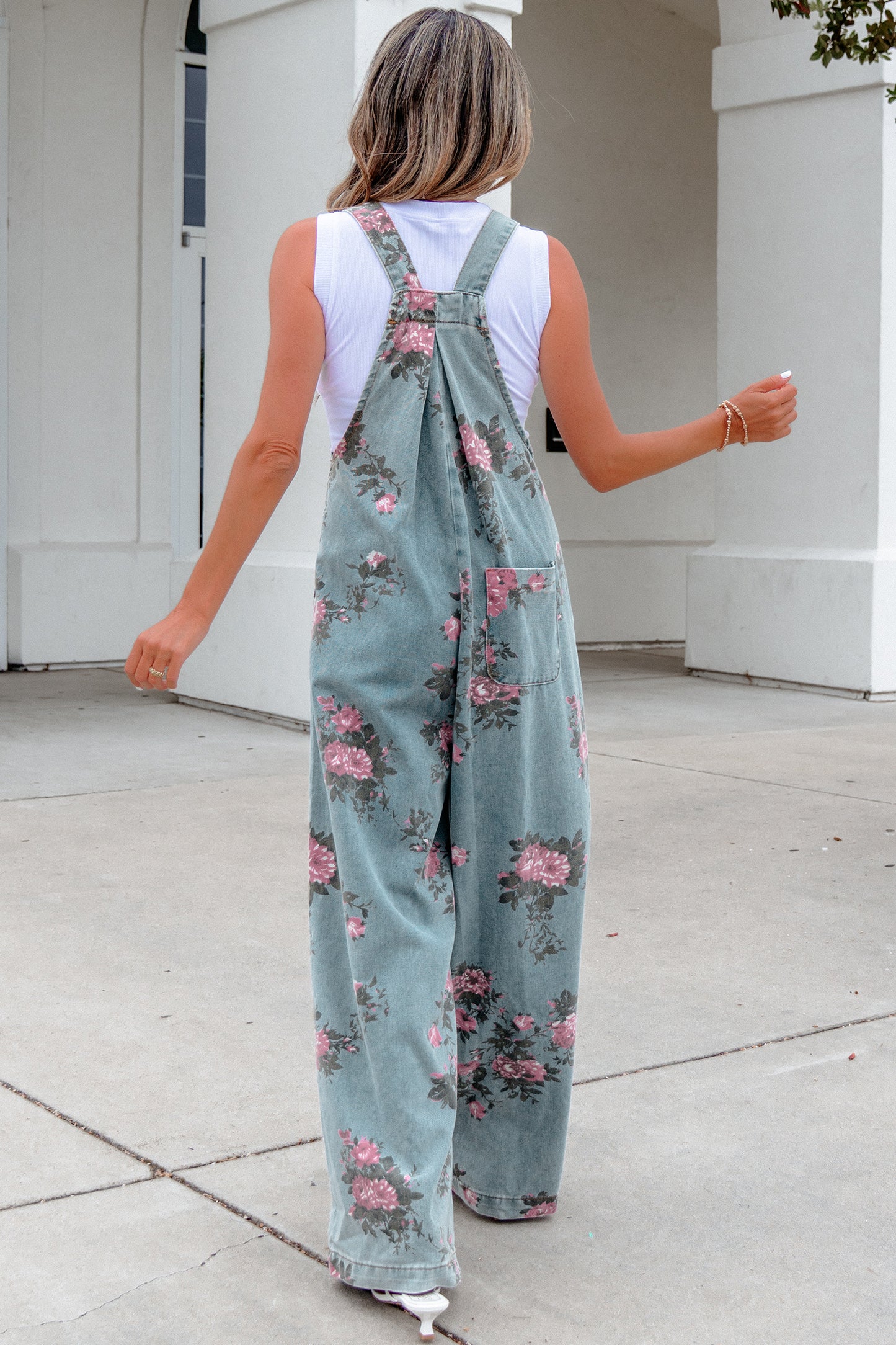 Sage Blossom Denim Jumpsuit