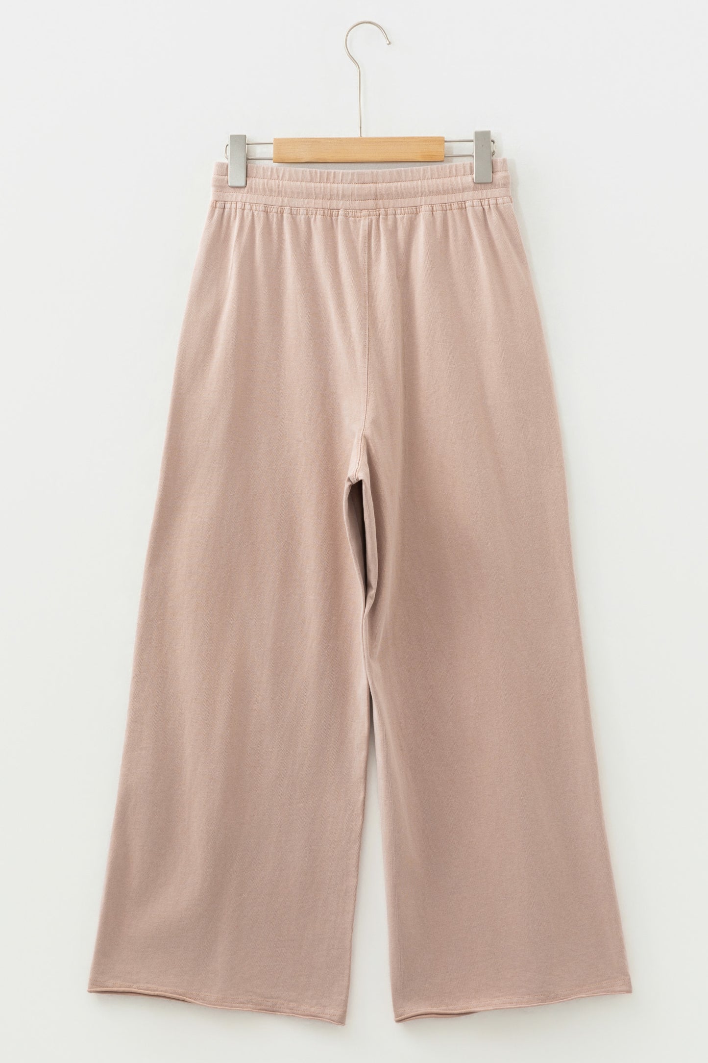 Beige Mineral Wash Pocketed Wide Leg Pants