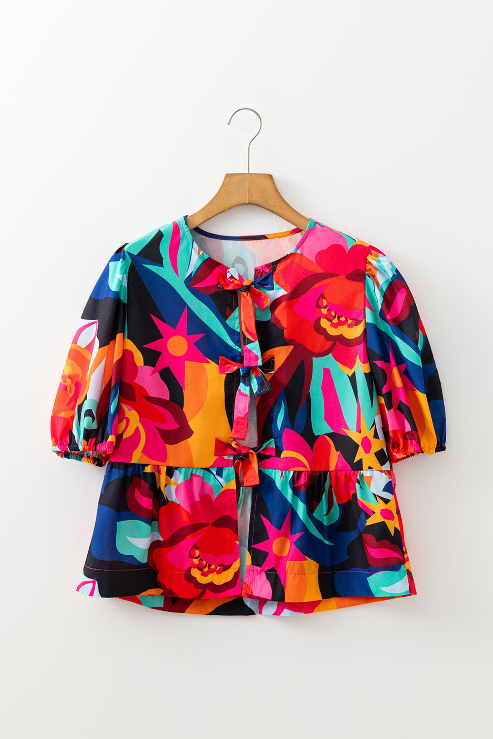 The Capri Colorblock Tie-Front Blouse