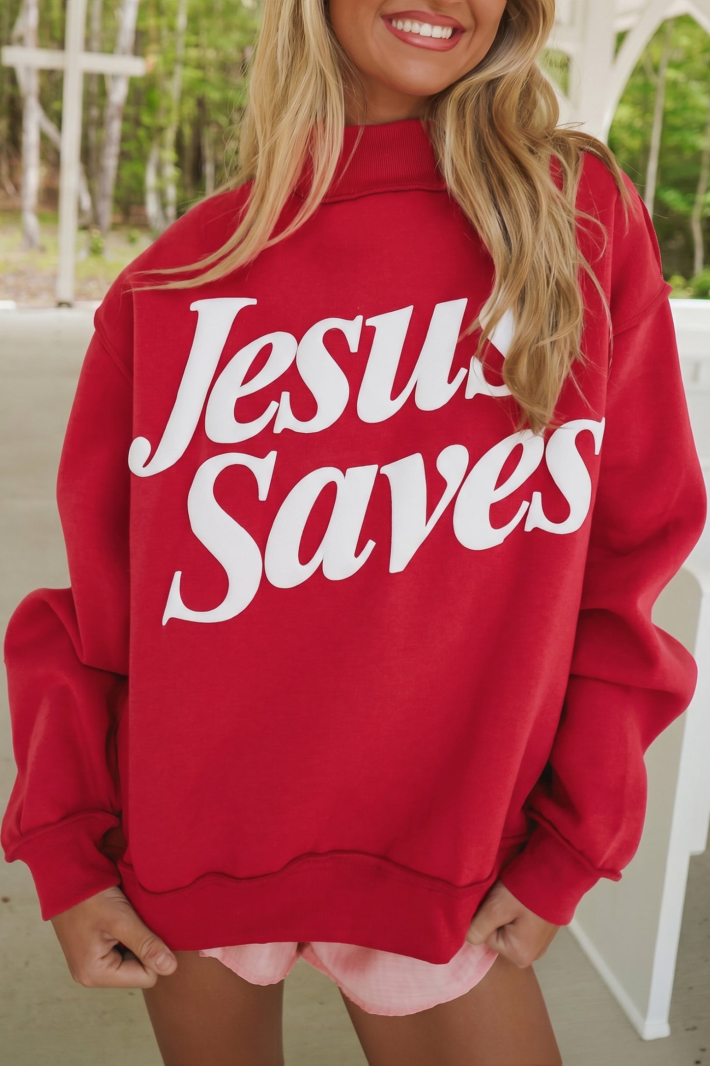 Jesus Saves Mock Neck Sweatshirt