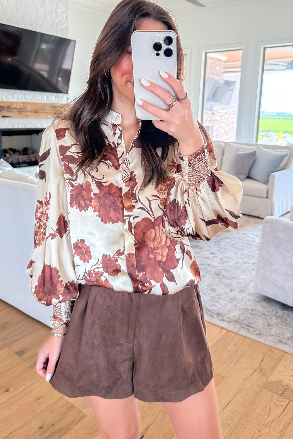 Autumn Bloom Satin Blouse