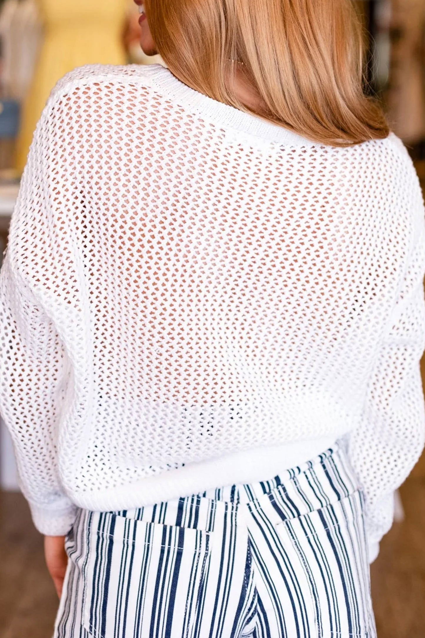 BEACH Lettering Hollow Out Knit Casual Sweater