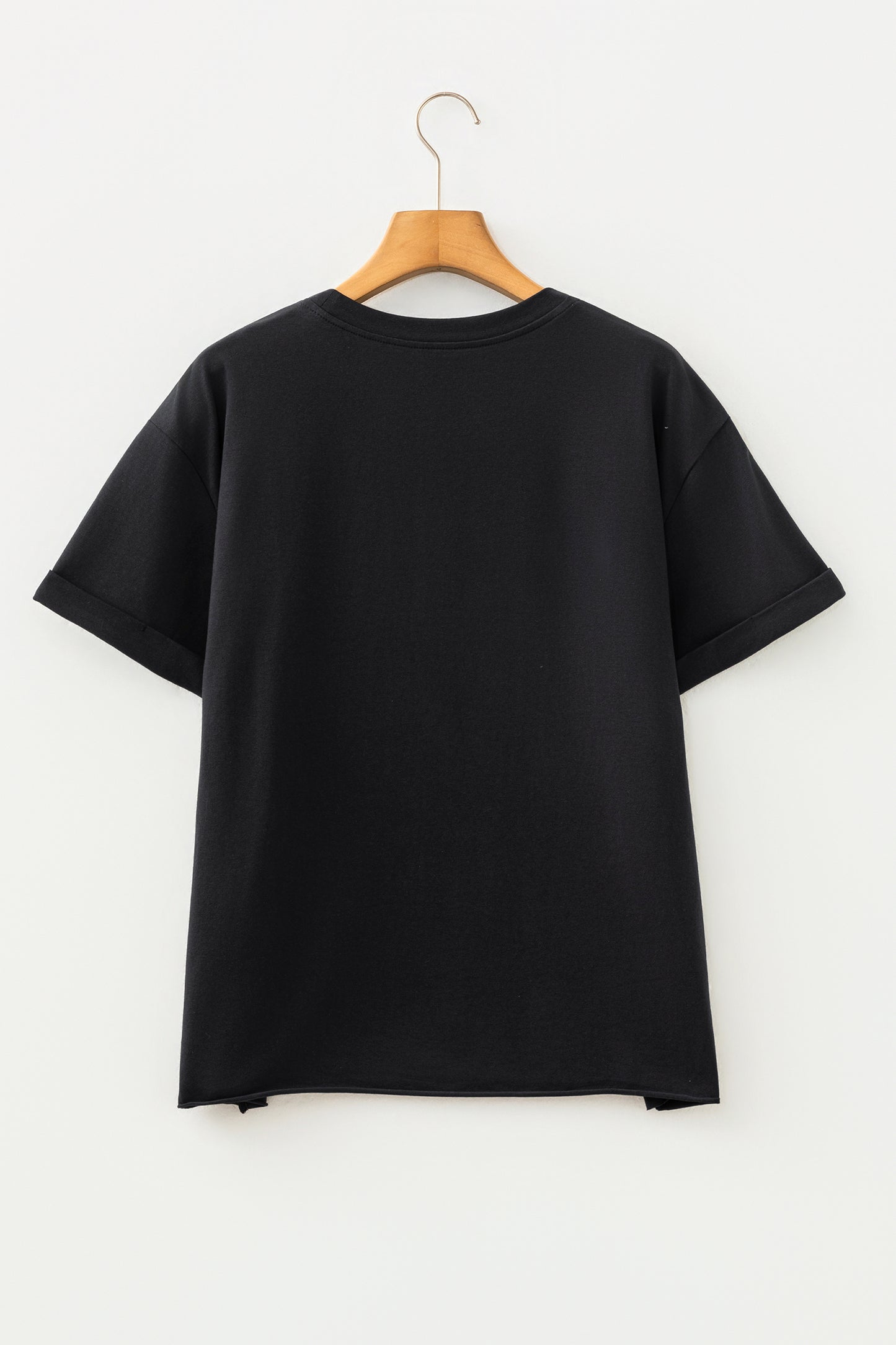 Black Camo Print Game Day Tee Short Sleeve Round Neck Casual T Shirt