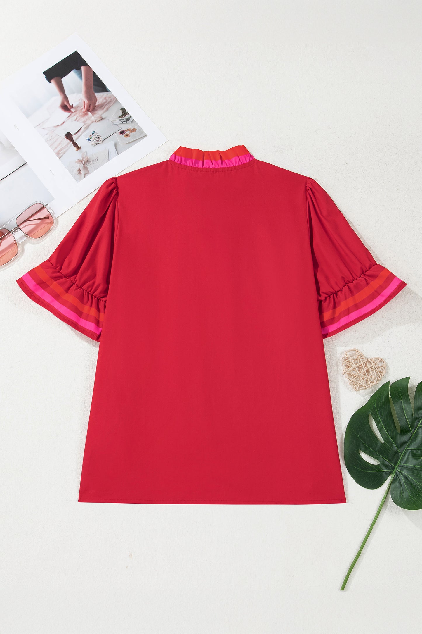 Cherry Pop Ruffle Sleeve Blouse