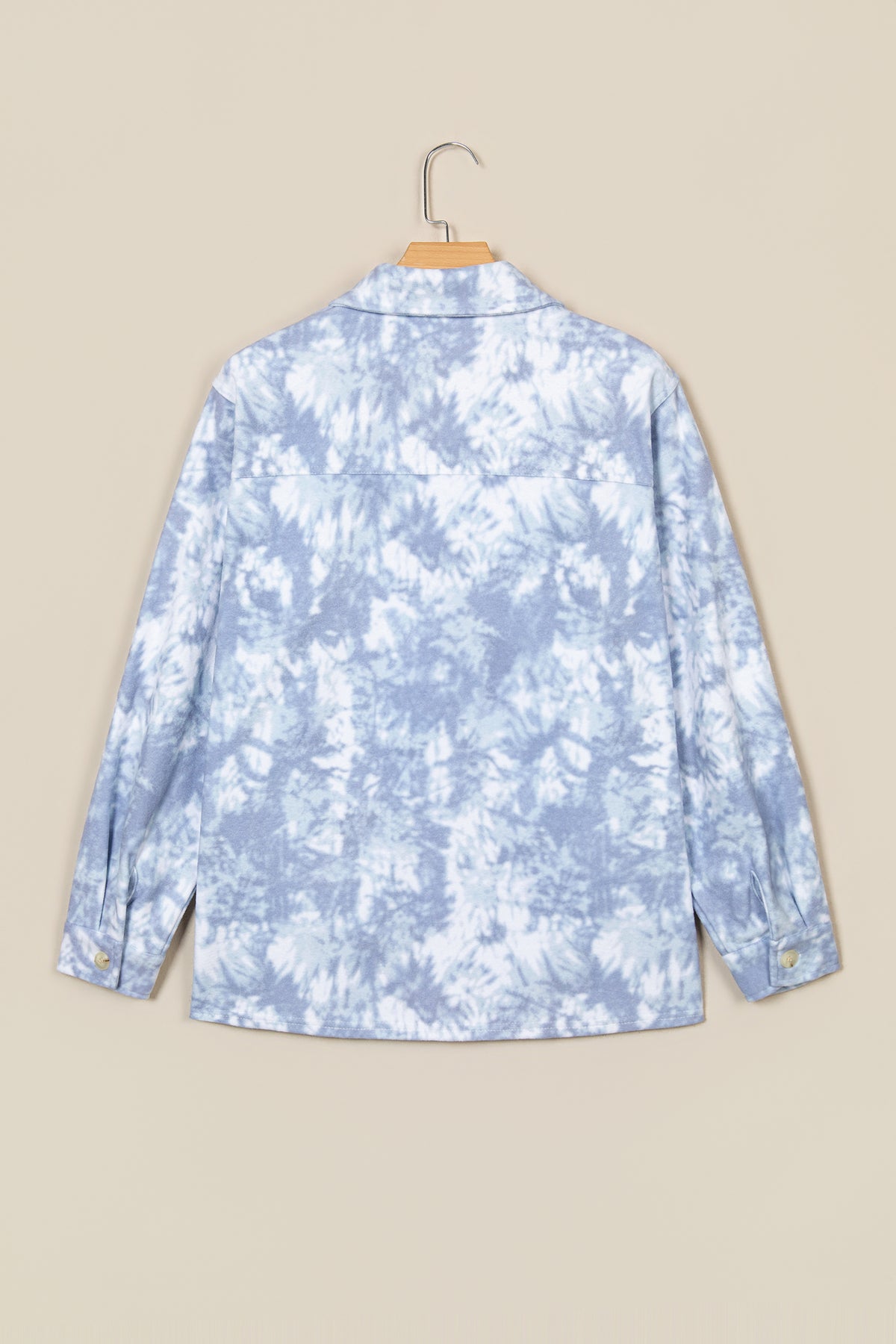 Gray Abstract Print Fuzzy Collar Long Sleeve Patch Pocket Tunic Jacket