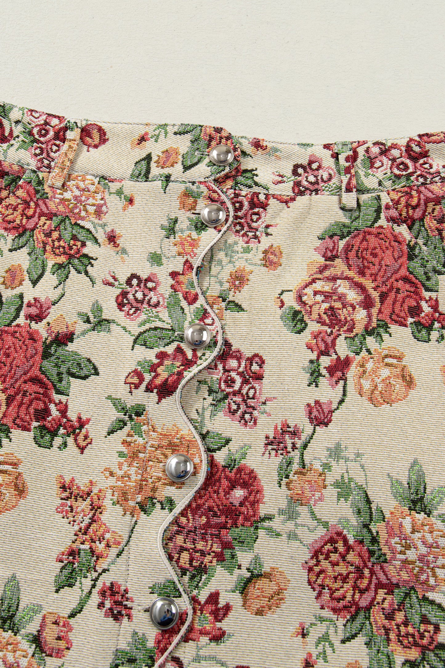 Rosé Garden Button-Front Mini Skirt