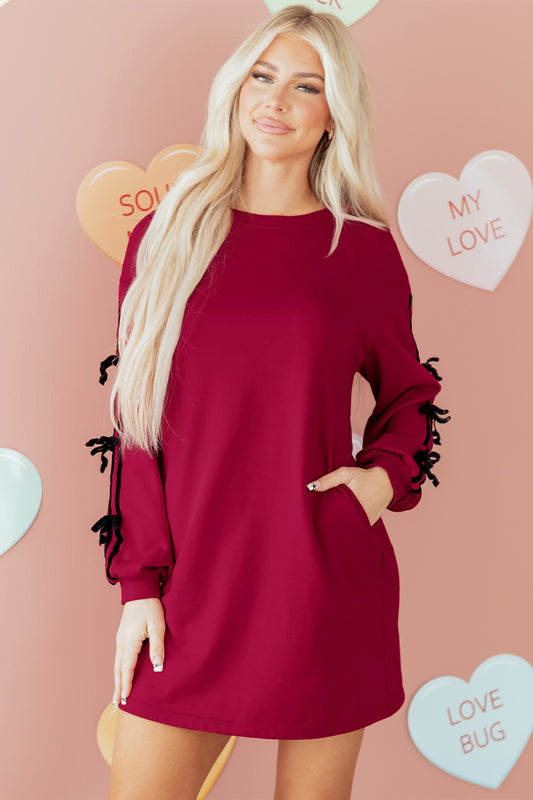 Bordeaux Darling Tie-Sleeve Dress