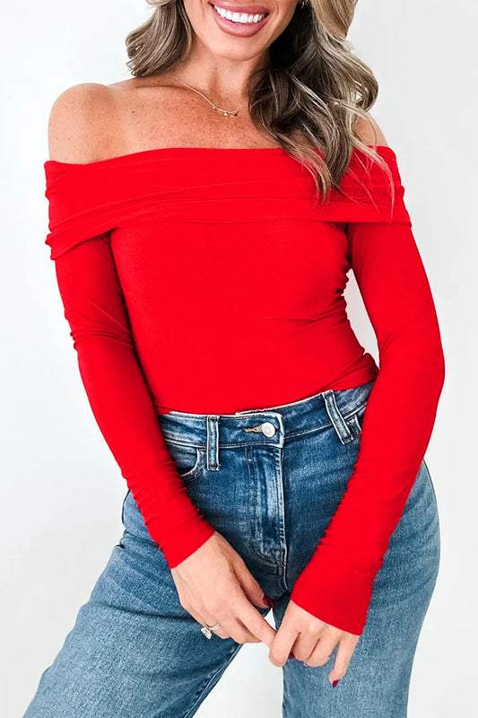 Ruby Red Off-Shoulder Top