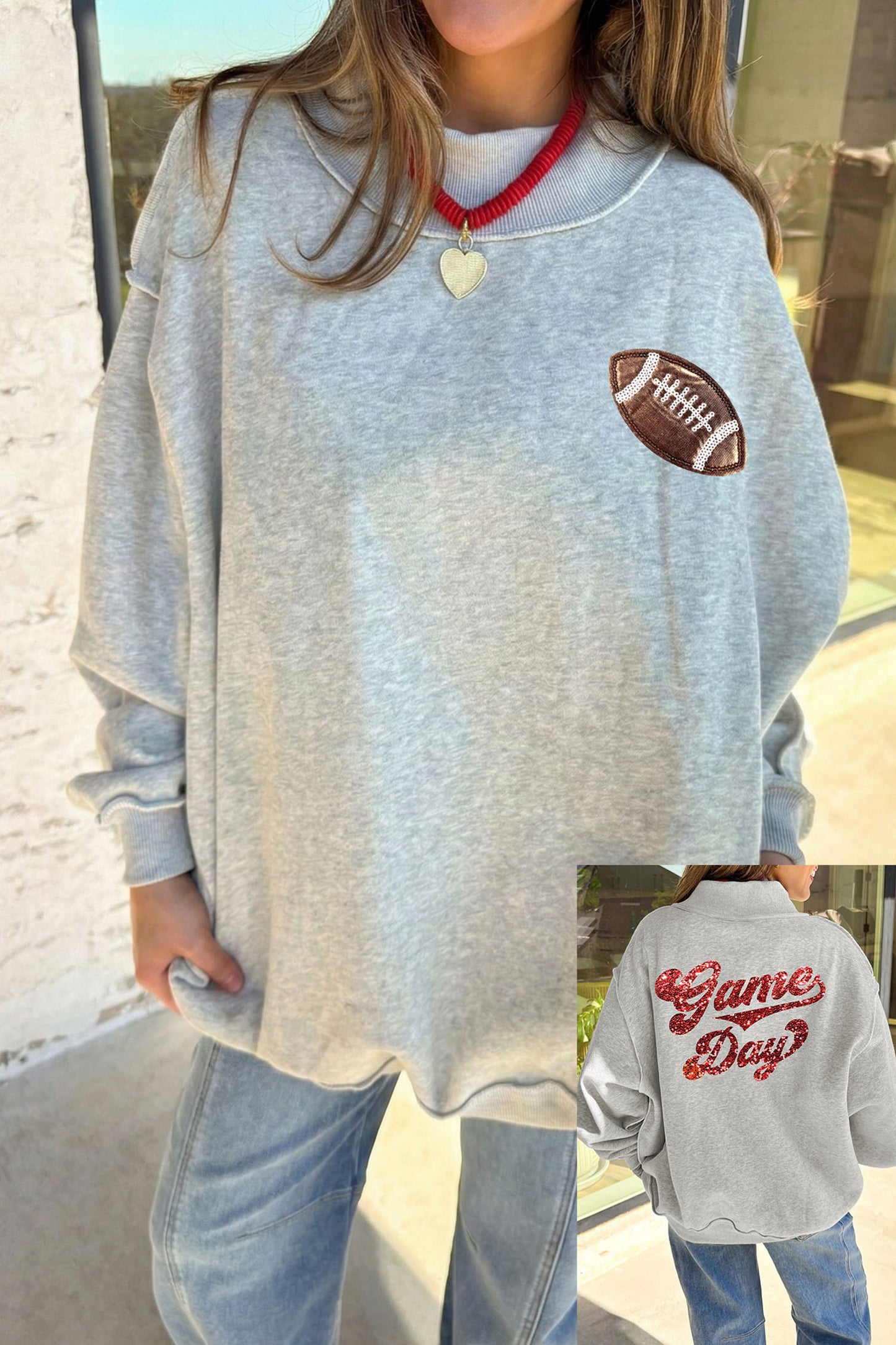 The Kickoff Sparkle Mock Neck Sweatshirt