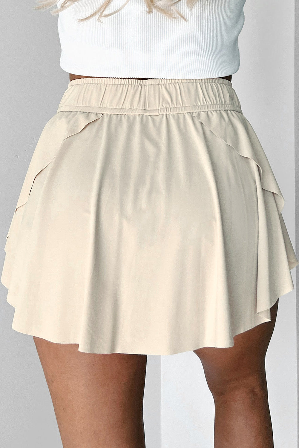 Light Green Drawstring Elastic Waistband Lined Tennis Skorts