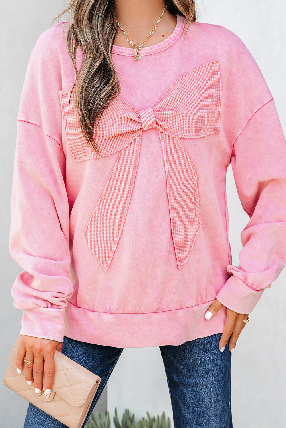 Pretty in Pink Bow Crewneck