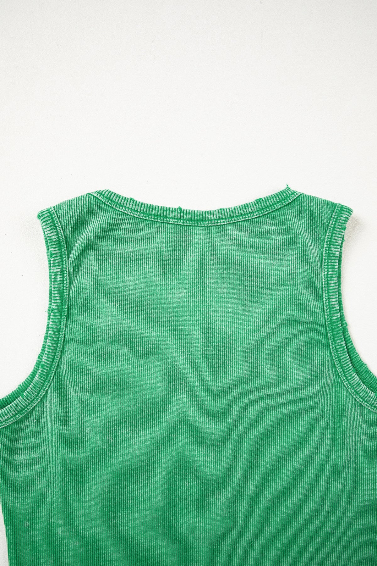 Bright Green Vintage Distressed Ribbed Mineral Wash Tank Top