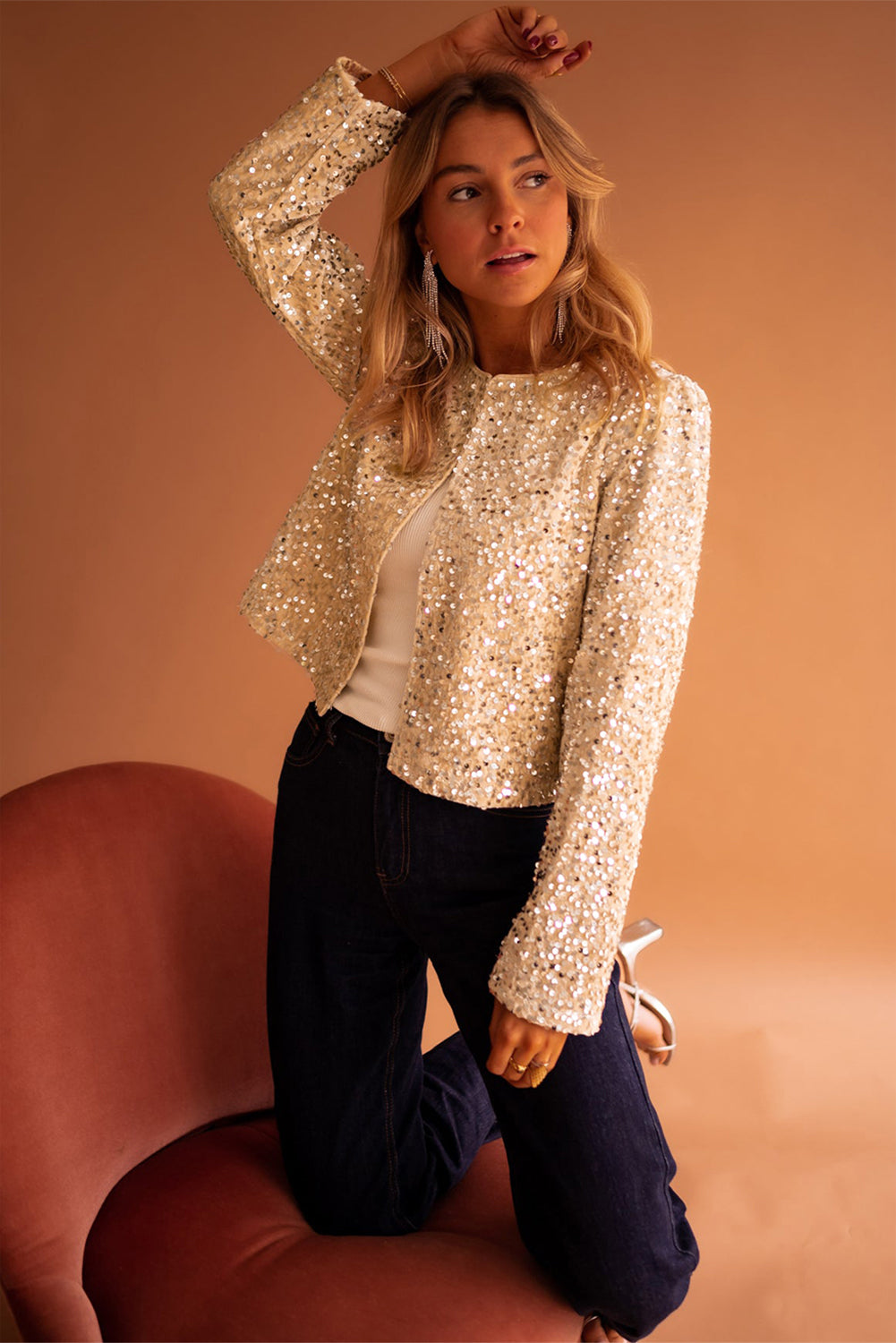 Golden Hour Cropped Sequin Jacket