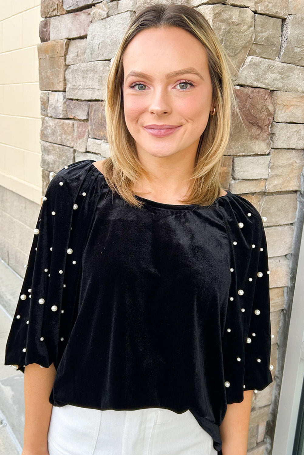 Midnight Pearl Velvet Top
