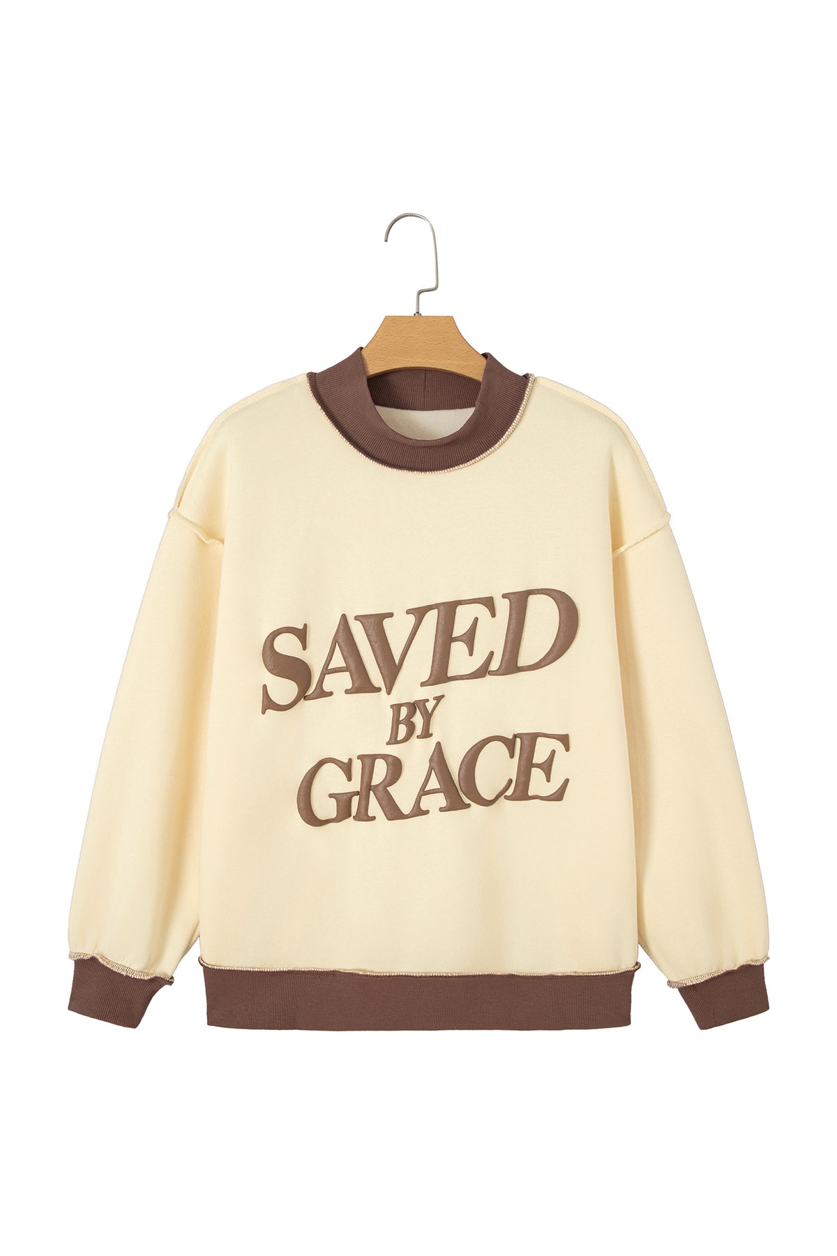 Saved by Grace Over-Sized Mock Neck Sweatshirt