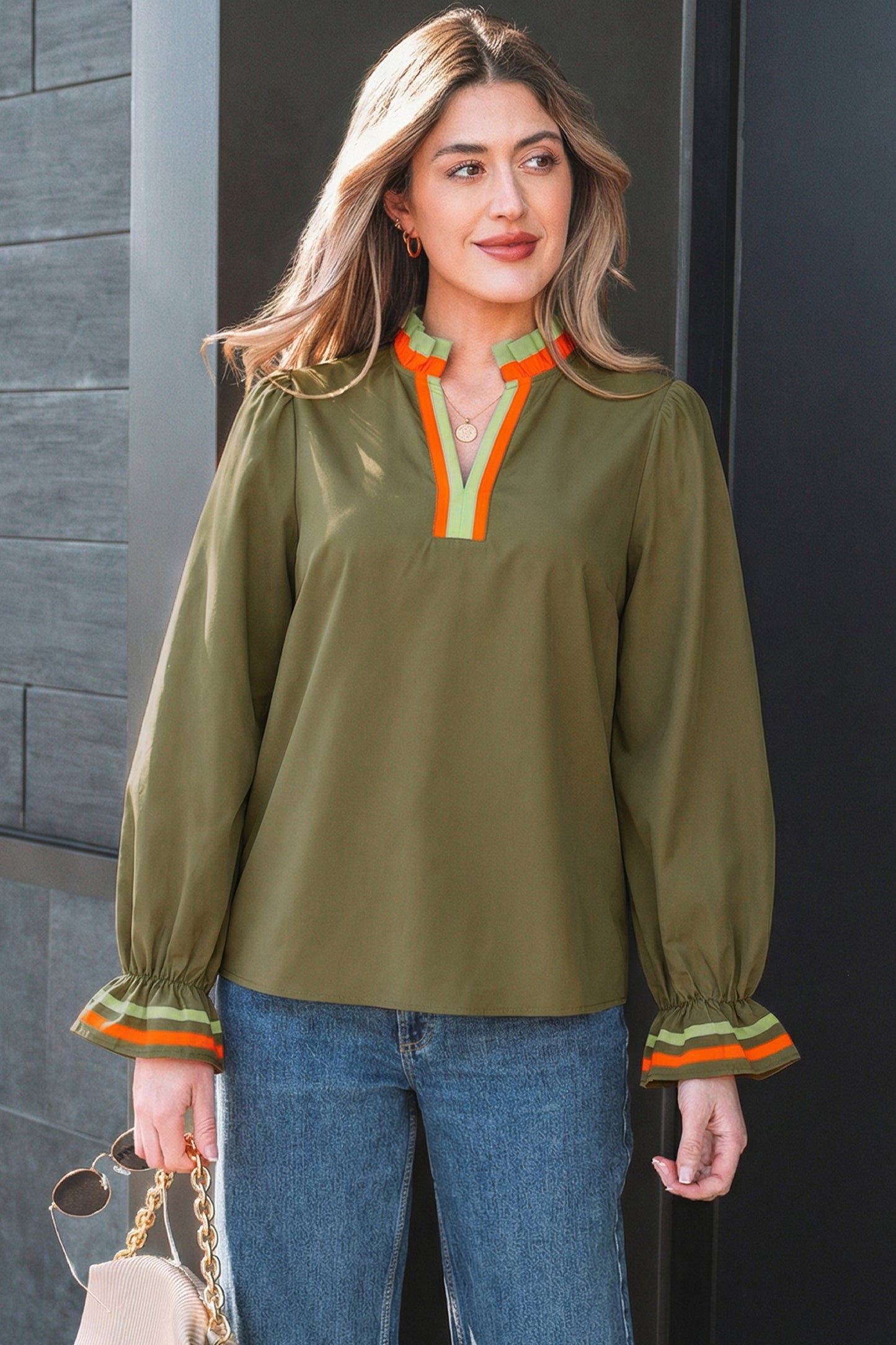 Harvest Stripe Popover Blouse