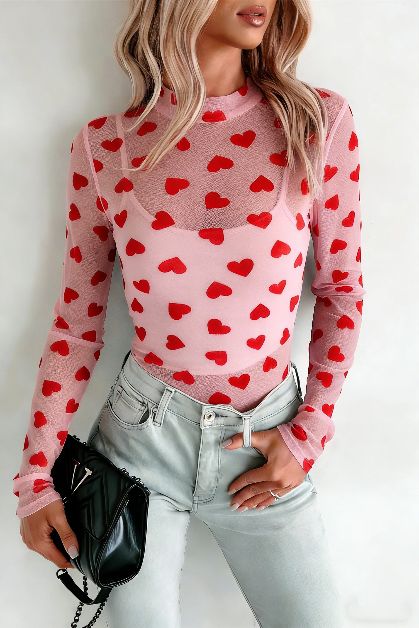 Sweetheart Mesh Layering Top