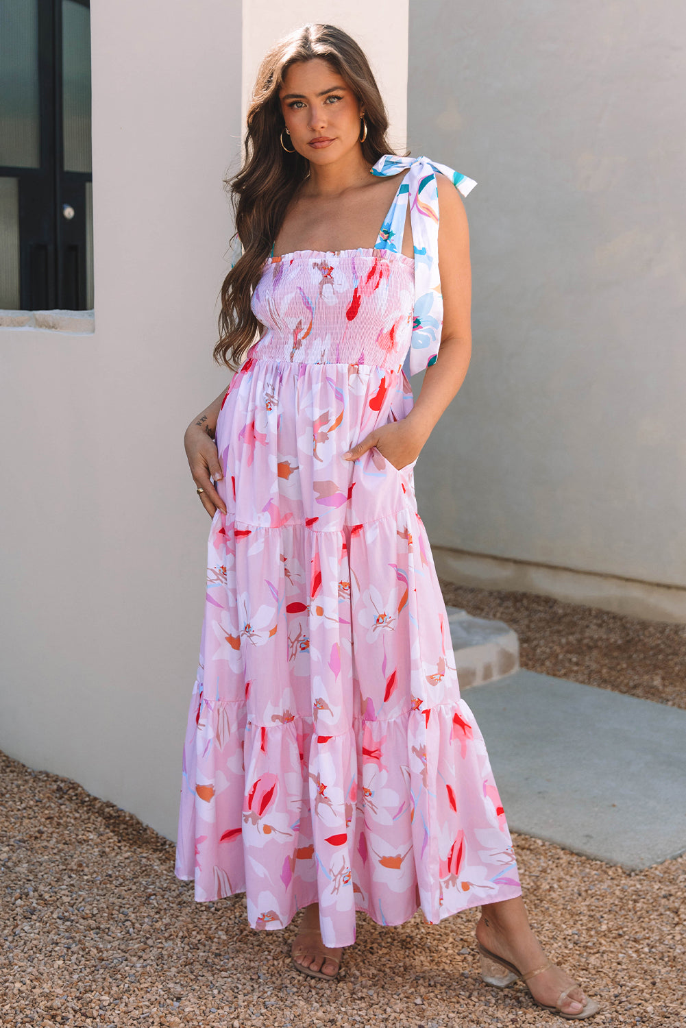 Blushing Petals Tiered Maxi Dress