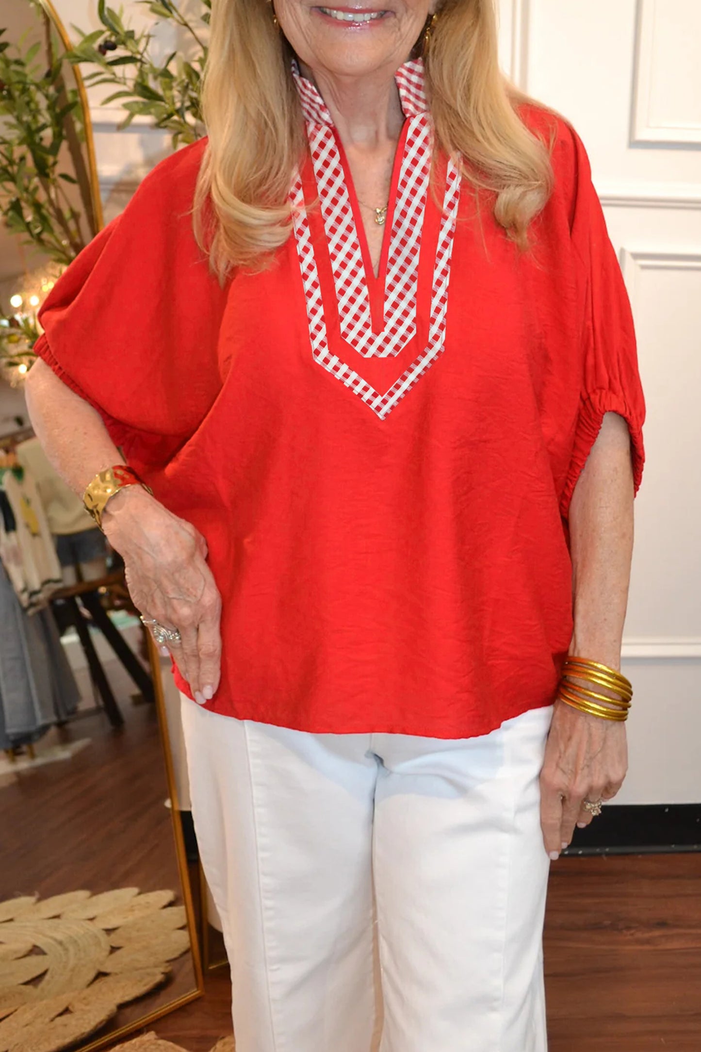 The Kickoff Classic Gingham Blouse