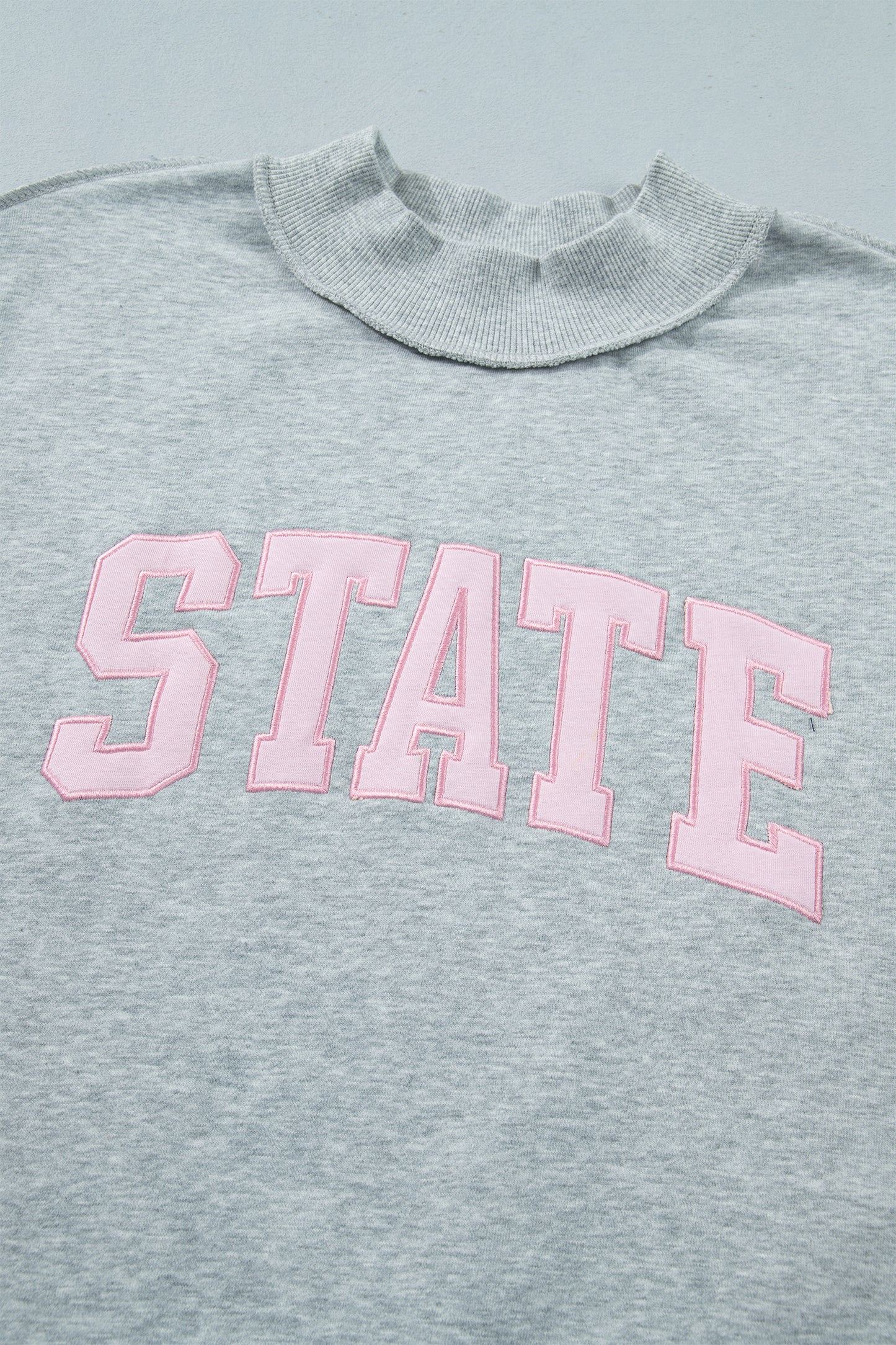 Mock Neck Letter Embroidered Loose Sweatshirt