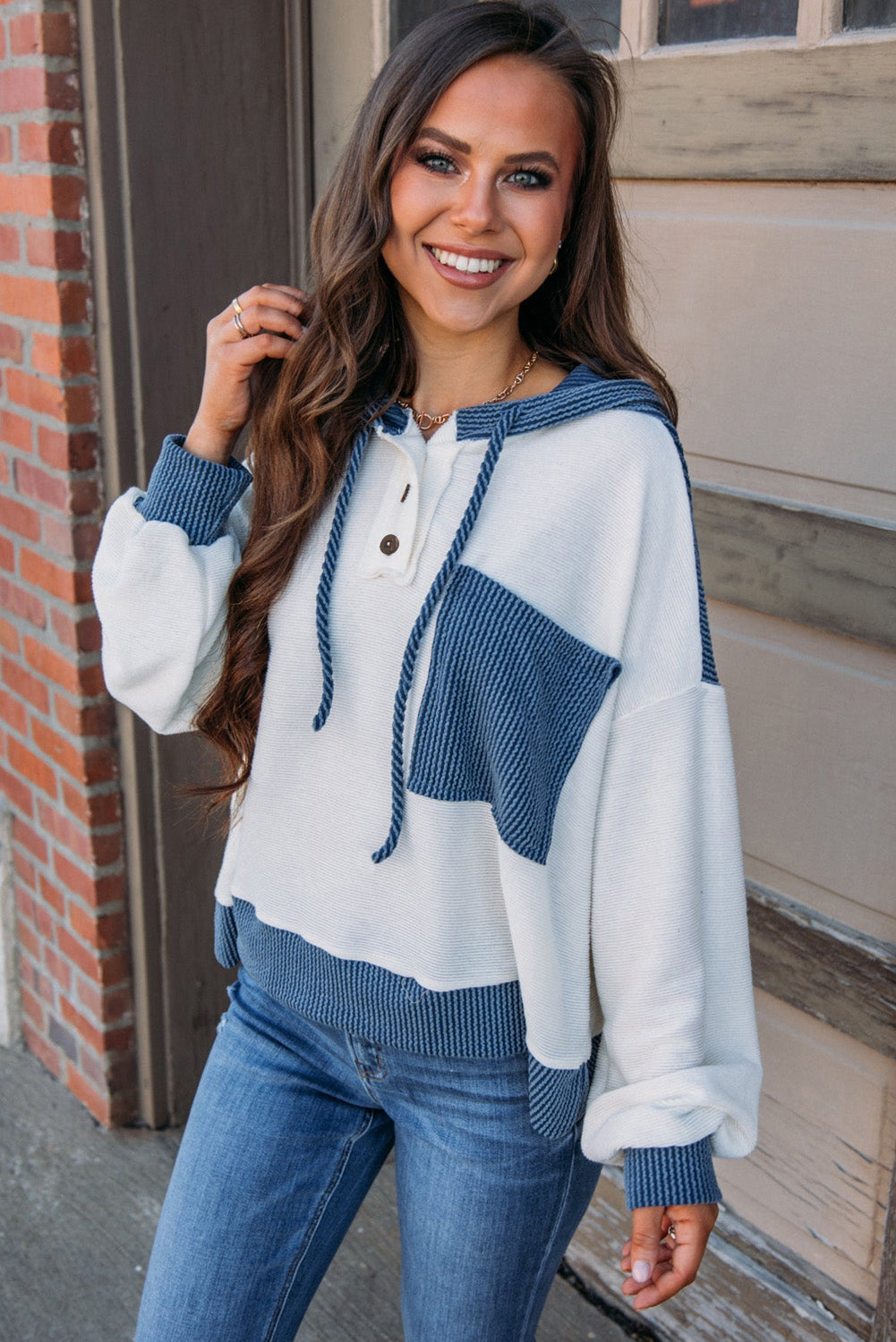 The Coastal Cozy Colorblock Hoodie