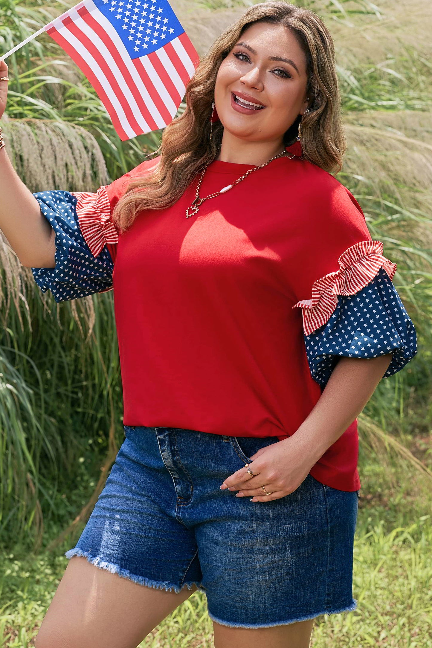 Liberty Belle Statement Blouse-Plus Size
